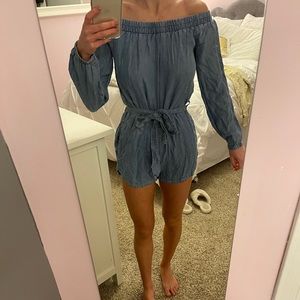 Open back off the shoulder romper